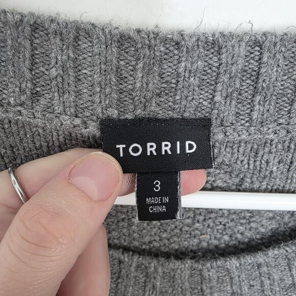 Torrid Gray Cable Knit At The Knee Thick Winter Cute Sweater Dress Size 3X - Picture 3 of 7